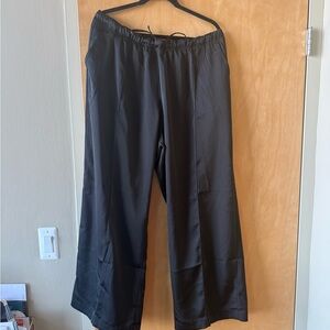 GAP Black Satin Drawstring Wide-Leg Pants